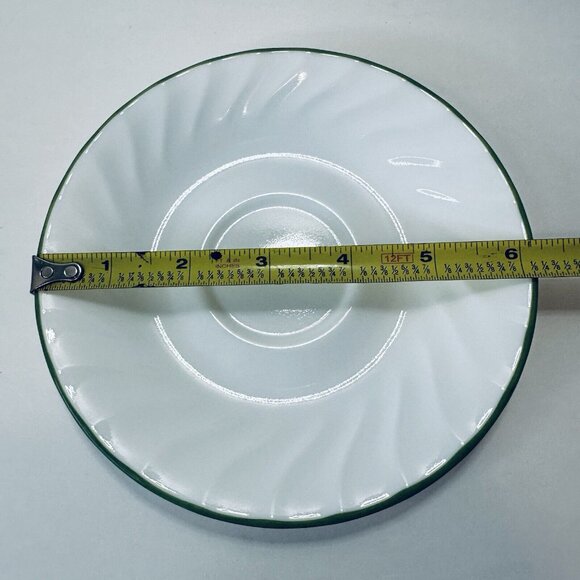Corelle by Corning Green Rim White Swirl Callaway Ivy SET OF 3 Saucers 6 1/4" - Picture 6 of 14